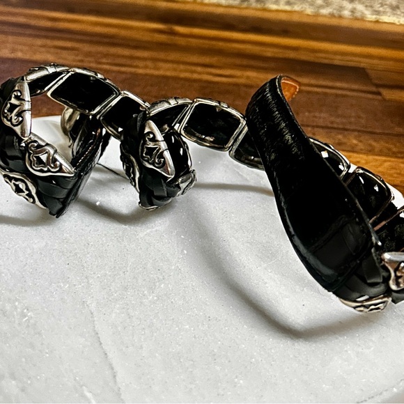 Brighton ~ Vintage ~ Women’s Small ~Black Leather Braided W/Silver Conchos Belt - Picture 9 of 16